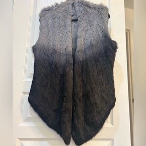 Love Token Boyfriend Style Real Fur Vest In Ombre Gray Black Size M